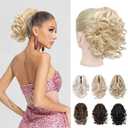 REECHO 9" Short Ponytail Extension, Classic Loose Curly Wavy Claw Clip Pony tails Hair Extensions HP001 Hairpieces for Women (Dirty Blonde)