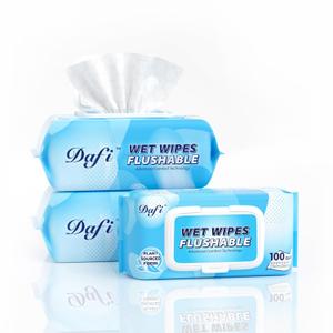 DAFI Flushable Wipes for Adult Wet Wipes, Total 300 Unscented Toilet Wipes Flushable, No Alcohol & 100% Plant Based Fibers, Septic and Sewer Safe Pack of 3