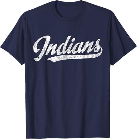 Indians T Shirt Vintage Sports Name Tee Design T-Shirt, Blue, Extra Large 