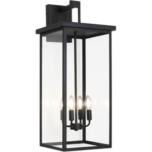 tewei 30In Large Size Square Outdoor Wall Lantern, Modern Black Outside Light for House Waterproof Porch Lights Outdoor Wall Sconce with Clear Glass Shade for Garage Porch Door, E12 Base (1 Pack)