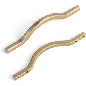 Goo-Ki Low Profile Champagne Bronze Cabinet Pulls, Double Hole Centers (3.8''/5') Zinc Alloy Handle for Drawer Cupboard Wardrobe,6 Packed