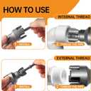 pvc pipe threading tool - integrated internal & external pipe cutter for pvc/plastic pipes with drill compatibility and multi-size adaptability.(Please switch the electric drill to low speed mode)