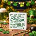St. Patricks Day Decor Wooden Box Sign, Irish Blessing Shamrock Wood Sign Plaque, May Your Troubles Be Less Farmhouse Tabletop Desk Shelf Tiered Tray Decoration, Irish Holiday Gift