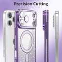 Petocase for iPhone 17 Pro Max 6.9 inch Case Magnetic Glitter Phone Cases [Compatible with MagSafe] Sparkle Diamond Rhinestone Camera Lens Protector Slim Shockproof Cover for Girs Women Purple