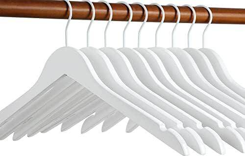 TOPIA HANGER Bride Hanger for Wedding Dress, Premium White Wooden Hangers, 360° Swivel White Hook, Smooth Finish, Extra Smoothly Cut Notches, 10 Pack-CT06W