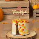 2 x Gyufise 1 Pack Thankful Glitter Cake Topper Happy Thanksgiving Day Cake Decoration for Fall Harvest Party Clear Treat Picks Autumn Party Supplies (Brown)