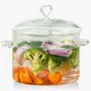 4L Glass Cooking Pot with Heart-shaped Lid, 4.2Qt/4000ml, Heat Resistant, High Thermal Conductivity Reduces Energy Use, Dishwasher Oven Gas Electric Stove Safe,for Potpourri,Soups,Pasta