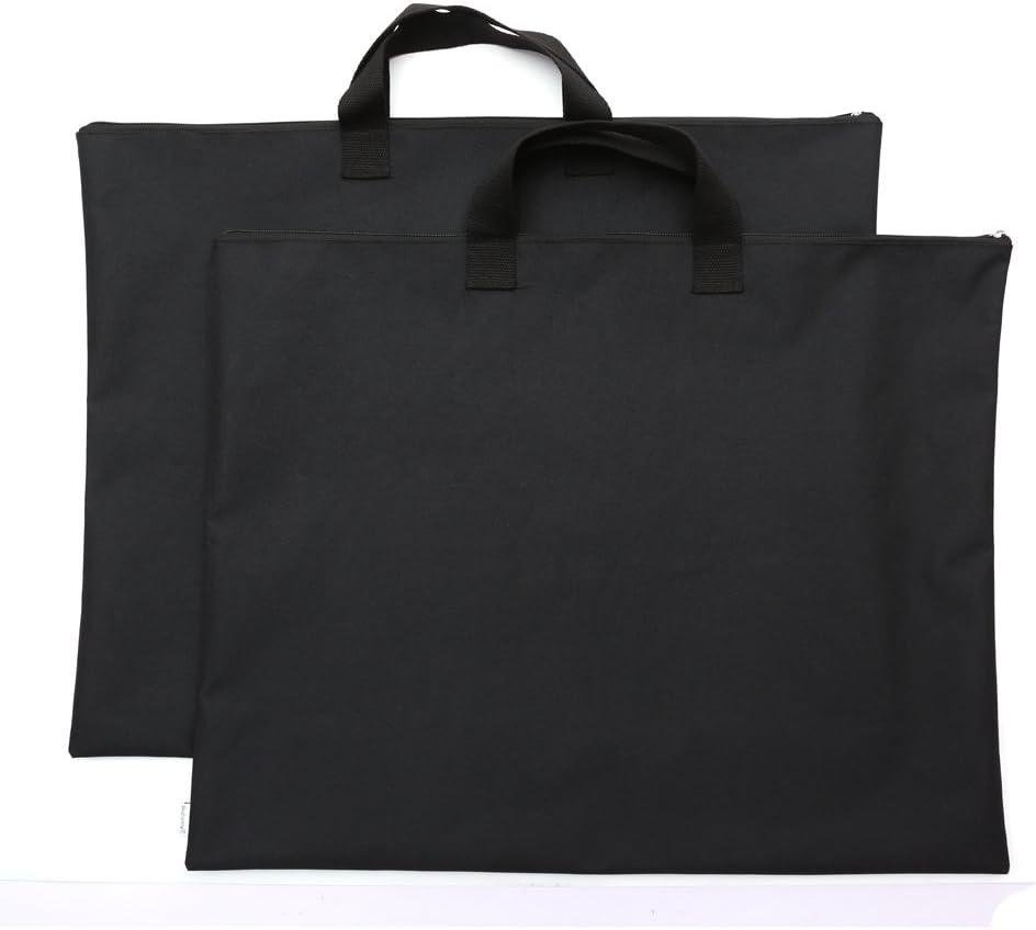 600D Portfolio Waterproof With Handle And Zipper For Student and Artist 2-pack (Large, Black)