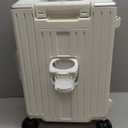 UrbanExplorer 20 Inch Carry On Luggage TSA Approved, Aluminum Frame Zipperless Luggage Carry On with Compartment for Short Trips, ABS+PC Hard Shell Suitcases with Spinner Wheels, White