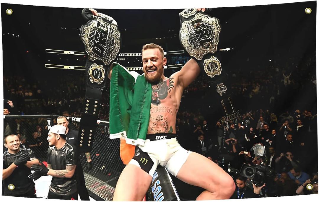 Conor McGregor Boxing Flag Funny Poster Durable Man Cave Wall Flag with Brass Grommets 3x5 Feet Tapestry for College Dorm Room Decor,Outdoor,Bedroom, Parties gifts, travel, filming,events,festivals..