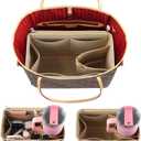 Tote Bag Purse Organizer Insert Pouches Fit for Neverful MM, Beige Handbag Organizer with Water Bottle Holder Compatible with Stanley Cup, Purse Accessories Must Haves Gifts for Women, Large
