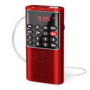 PRUNUS J-328 Mini Portable Pocket FM Radio MP3 Walkman Radio with Recorder, Lock Key, SD Card Player, Rechargeable Battery Operated(NO AM) Red