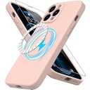 DEENAKIN Magnetic for iPhone 12 Pro Max Case Silicone with Screen Protector - [Compatible with MagSafe] - Enhanced Camera Cover - Slim Fit Protective Phone Case 6.7" for Women Girls - Baby Pink