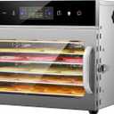 Electric Food Dehydrator with 8 Stainless Steel Trays, Household Fruit Dehydrator,Adjustable Temperature up to 167°F, 48-Hour Timer for Jerky, Fruit