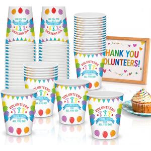 2 x Potchen 100 Pcs Volunteer Appreciation Party Decoration 9 oz Thank You Volunteers Appreciation Cups Favor Paper Cups Bulk Coworker Staff Team Office Prizes for Adults Social Worker Staff Party Favor