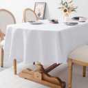 Oval White Tablecloth 60 x 84 Inch Polyester Fabric Washable Table Cloth Decorative Solid Color Wrinkle Resistant Table Cover for Dining Party Wedding Camping