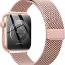 EPULY Compatible with Apple Watch Band 38mm 40mm 41mm 42mm Series 10 11, Stainless Steel Mesh Loop Magnetic Clasp Bands for iWatch Series 9 8 7 6 5 4 SE3 2 Women Men - 42/41/40/38mm Champagne