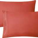 Clara Clark Pillow Cases Standard Size - Ultra Soft Pillow Cover, Lightweight Microfiber Pillow Cases Queen Size Set of 2 - Envelope Closure Pillowcases, Orange Rust.