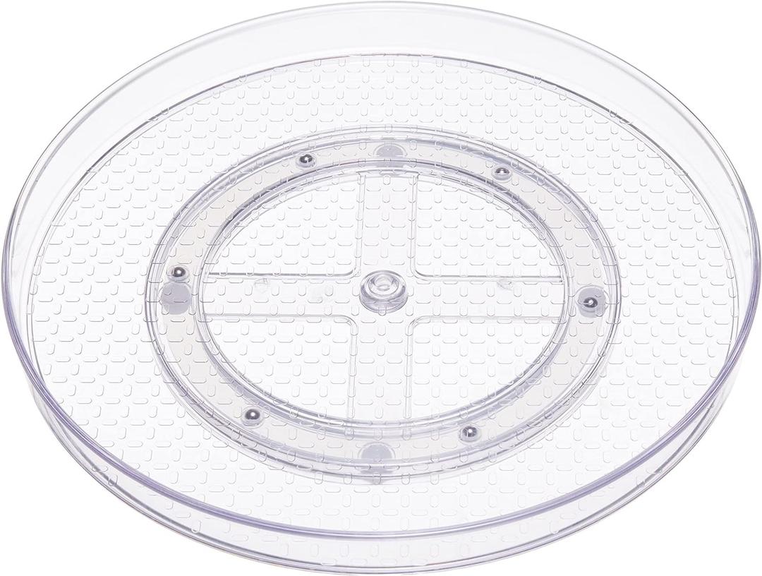 Amazon Basics 2 Tier Lazy Susan Turntable Organizer, 12" Diameter, 2-Pack, Clear