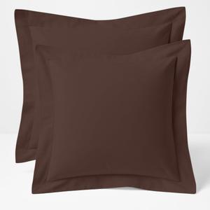 2 Pack Euro Pillow Shams 24x24  600 Thread Count 100% Organic Cotton Brown Square Pillow Covers with 2 Inch Flange, Soft & Smooth Premium Hotel-Quality Pillowcases Set of 2