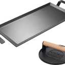 XUDAKAIXIN Carbon Steel Griddle + Grill Press | Professional-Grade Seasoned Cookware | Induction, Gas & Oven Compatible (Up to 1200°F) | Long-Lasting & Durable