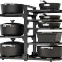 Adjustable Heavy Duty Pots and Pans Organizer Under Cabinet, 8-Tier Pot and Pan Organizers Inside Cabinet, Kitchen Cabinet Organizers and Storage, Black