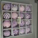 16PCS Shatterproof Christmas Ball Ornaments Set, Hand-Painted Holiday Decor with Assorted Sizes & Designs for Christmas Tree Thanksgiving Party Decoration, Purple-White