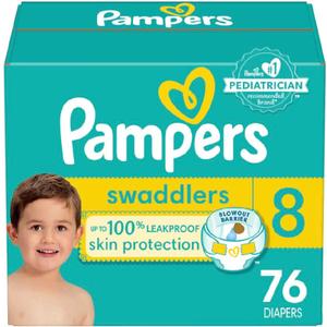 Pampers Baby Diapers - Swaddlers - Size 8, 76 Count, Ultra Absorbent Disposable Infant Diaper