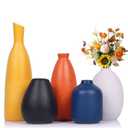 Colorful Ceramic Bud Vases Set of 5 - Multicolor Yellow, Orange, Blue Small Vases for Home Decor - Ideal for Living Room, Kitchen, Office, Bathroom, Mantle, Entrance, Farmhouse & Coffee Table Decor