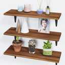 BAMEOS Floating Shelves, Rustic Wood Wall Storage Shelves, Wall Mounted Shelf Organizer Set of 3 for Living Room, Bedroom, Kitchen, Bathroom, Office (Carbonized Brown)