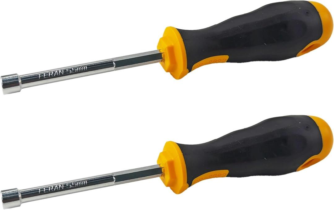 2PCS 5.5mm Socket Wrench Screwdriver, High-Carbon Steel Hex Nut Driver with Comfort Grip Handle for DIY Repairs & Hand Tools