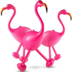 Inflatable Flamingo Party Decorations - (Pack of 3) 28" Tall Large PVC Flamingo Animal Blow-Up Pool Toy for Kids - Summer Outdoor Backyard & Tropical Hawaiian Luau BBQ Party Decor