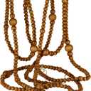 12 Feet Christmas Wooden Beads Garland Round Craft Farmhouse Vintage Wood Bead Garlands for Xmas Decoration Supplies(Coffee)