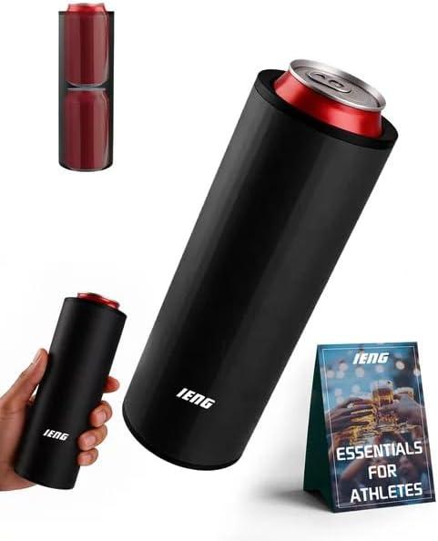 Dip Can Holder Cooler Double Tactical Reload Slim for Drinks 2 Bottom Ultra Chill System Beer Universal Tall Energy Insulator Insulated Coozie Quick Two Bottles Organizer (Black)