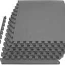 ProsourceFit Weaved Pattern Extra Thick Exercise Puzzle Mat -inch, EVA Foam Interlocking Tiles for Protective, Cushioned Flooring for Home and Gym Equipment; Grey, 24 SQ FT, 6 Tiles
