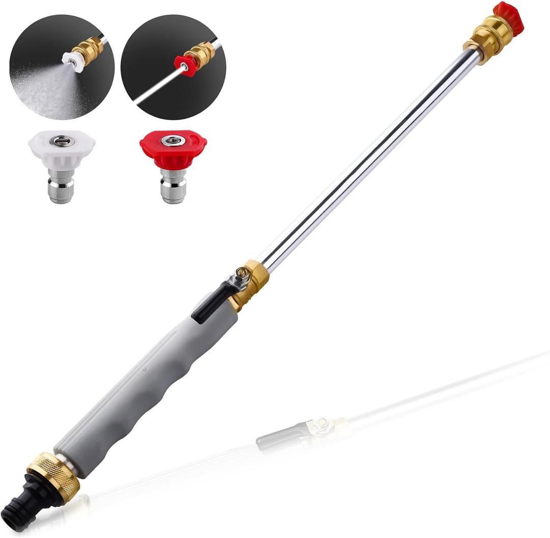 Upgraded Jet Nozzle Power Washer for Garden Hose,Jet Nozzle for High Pressure Hose with 2 High-Pressure Jet Nozzles | High Pressure Washer Tools (18.0 INCH, Gray)