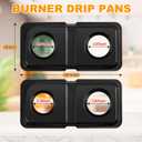 Baquler 2 Pcs Left Burner Drip Pans Set 16.6 x 8 Inches Compatible with Ge Hotpoint Wb34k10009 Right Wb34k10010 Gas Stovetop Range Parts Stainless Steel 2 Burner Holes Replacement Drip Pan Black