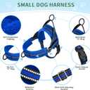 Lukovee No Pull Dog Harness and Leash Set, Soft Padded Small Dog Harness, Neck & Chest Adjustable Reflective Vest Puppy Harness with 4ft Lightweight Anti-Twist Dog Leash for Small Dogs (Blue, M)