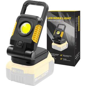 18V/20V Cordless Work Light, 25W Portable Flood Light Work for Dewalt 18V Battery, Super Bright COB LED Work Light with 3 Light Modes and Upgraded Low Voltage Protection(no Battery)