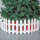 4 Pcs Christmas Tree Fence for Pets,White Picket Fence Panels for Rabbit Cat Puppy Dog,Wedding Party Decorative Miniature Indoor Garden Border Grass Lawn Edge Fence (100cm in Total)