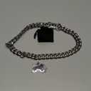 Silver Metal Dog Chain Collar with Design Secure Buckle & ID Tag,Pet Necklace,Strong Stainless Steel Cuban Link Chain,Chew Proof Indestructible Choke Walking Collar for Large Dogs(19MM 24'')