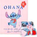 Disney Stitch Throw Blanket Soft Fleece Blanket Bedroom Accessories 59 x 51 (Pink Stitch)