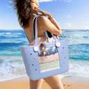 Rubber Beach Bag, Washable Moisture Resistant Durable Open Hole Tote Bag Beach Vacation Essentials
