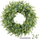 Wreaths for Front Door 24", Door Spring Wreath with Eucalyptus Boxwood Leaves, Greenery Wreath Door Decoration for Spring Summer All Season Home and Outdoor