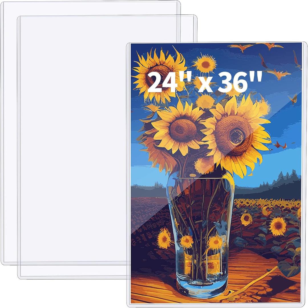 3 Pcs 24 x 36 Toploaders Rigid Print Protectors Clear Poster Protector Sleeve Sheet PVC for Document Holder Photo Protector (3, 24 x 36 Inches)