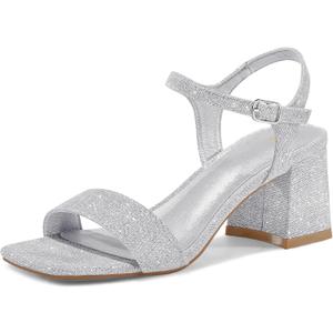 mysoft Women's Chunky Block Low Heels Open Toe Ankle Strap Heeled Sandals Comfortable Square Toe Wedding Party Dress Pump Shoes (9)