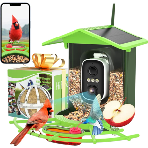 Bird Feeder with Camera, Smart AI Auto Identify Capture Birds, 2K HD Live Video, Solar Powered Ideal Gift for Bird Lover Instant Watching