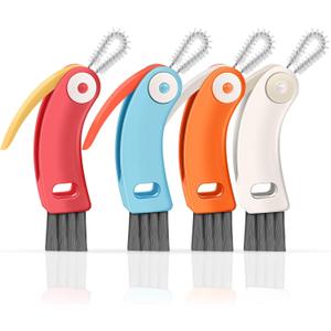 3 in 1 Cup Lid Cleaning Brush 4 Pack - Multifunctional Cleaning Brush Set for Tight Spaces, Bottle Gaps & Travel Mugs | Portable Durable Cup Lid Cleaner Tools with 4 Assorted Colors (Home Kitchen Use)