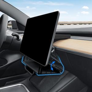 Hideable Under Screen Storage Organizer Compatible with Tesla Model Y 2024-2020(Not Juniper)/Model 3 2023-2017 Accessories Black (Not Model Y Juniper 2025-2026/Model 3 Highland 2024-2025)