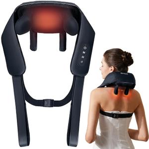 Neck and Shoulder Massager with Heat, Black 4D Kneading Nodes, 3 Speed Settings, Soothing Warmth, Fits Neck, Shoulders, Back, Waist and Legs